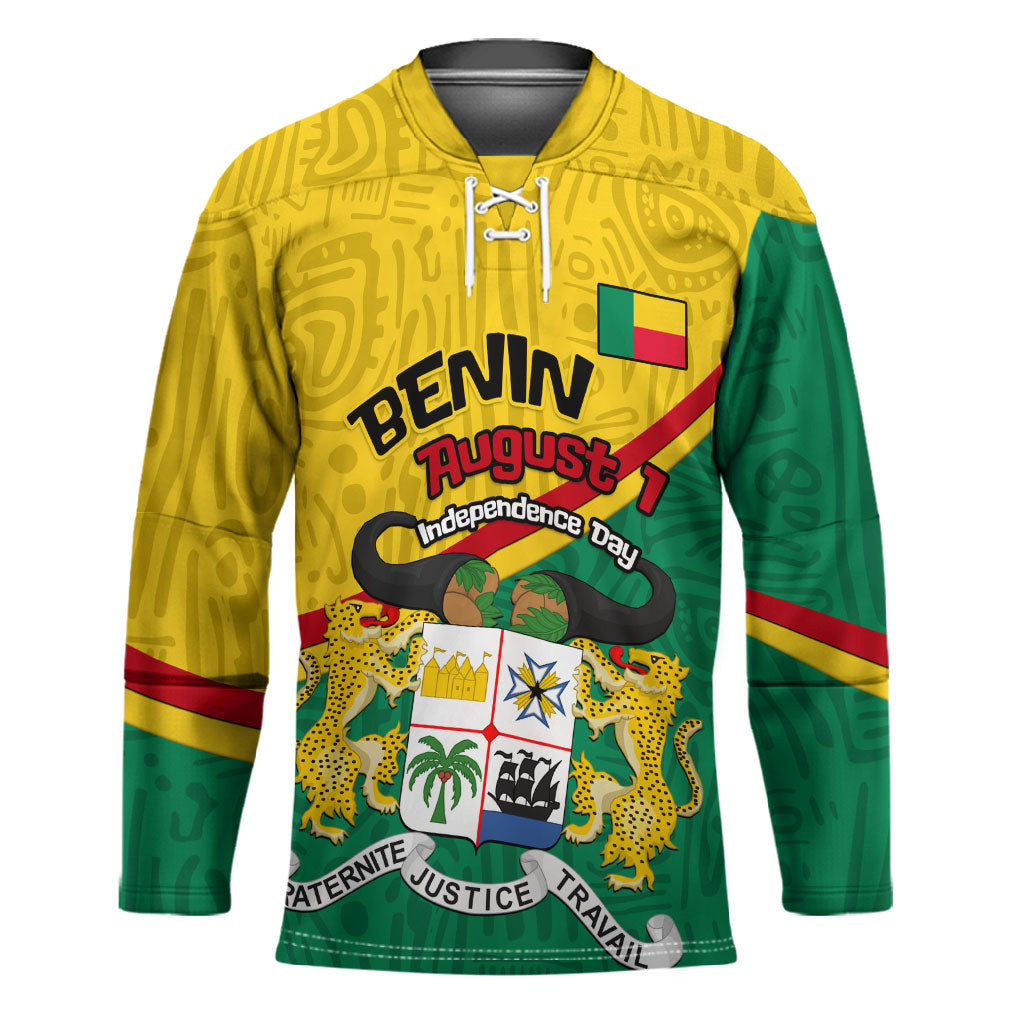 Benin Independence Day August 1 Hockey Jersey Coat Of Arms Heritage Raised Fist Flag