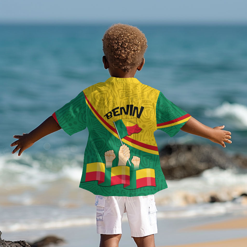 Benin Independence Day August 1 Kid Hawaiian Shirt Coat Of Arms Heritage Raised Fist Flag