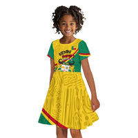Benin Independence Day August 1 Kid Short Sleeve Dress Coat Of Arms Heritage Raised Fist Flag