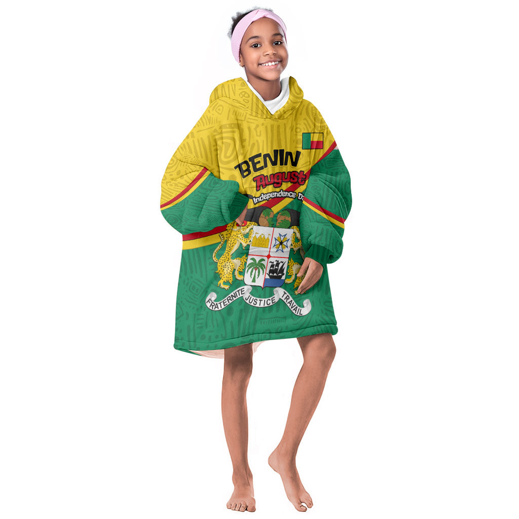 Benin Independence Day August 1 Kid Wearable Blanket Hoodie Coat Of Arms Heritage Raised Fist Flag