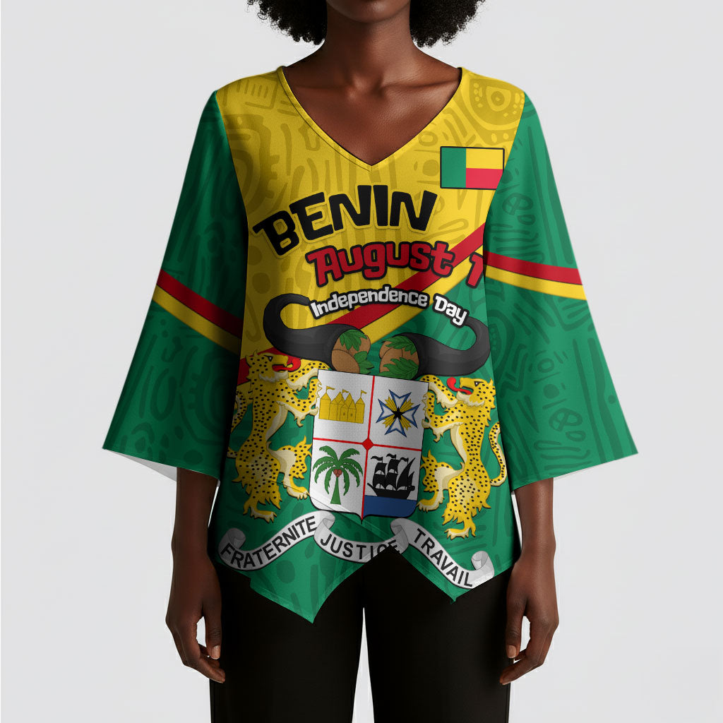 Benin Independence Day August 1 Kimono Sleeve Blouse Coat Of Arms Heritage Raised Fist Flag
