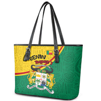 Benin Independence Day August 1 Leather Tote Bag Coat Of Arms Heritage Raised Fist Flag