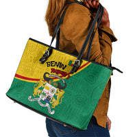Benin Independence Day August 1 Leather Tote Bag Coat Of Arms Heritage Raised Fist Flag