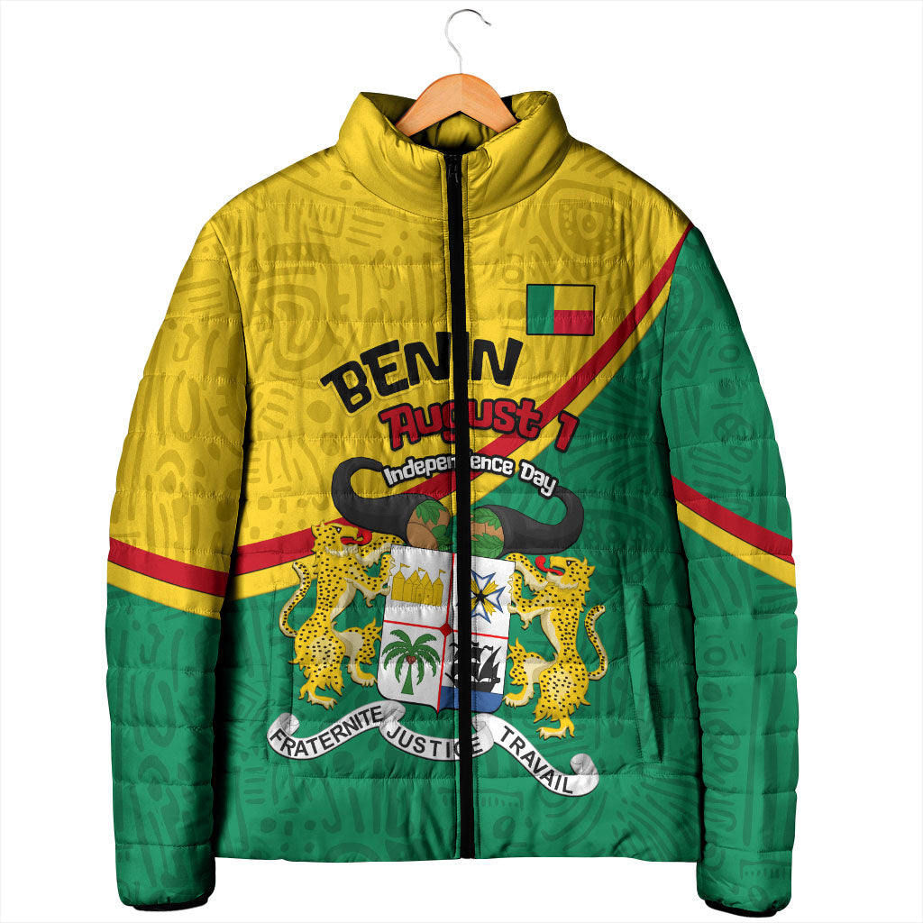 Benin Independence Day August 1 Padded Jacket Coat Of Arms Heritage Raised Fist Flag