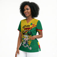 Benin Independence Day August 1 Scrub Top Coat Of Arms Heritage Raised Fist Flag