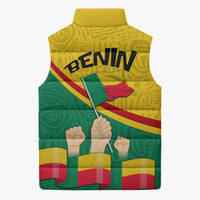 Benin Independence Day August 1 Sleeveless Puffer Jacket Coat Of Arms Heritage Raised Fist Flag