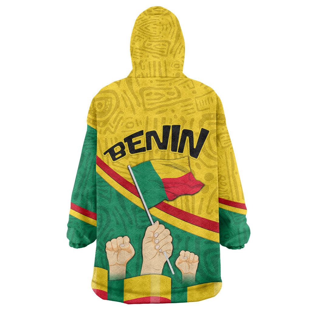 Benin Independence Day August 1 Wearable Blanket Hoodie Coat Of Arms Heritage Raised Fist Flag