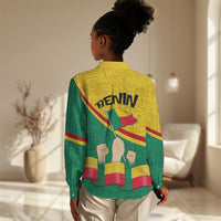 Benin Independence Day August 1 Women Casual Shirt Coat Of Arms Heritage Raised Fist Flag