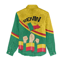 Benin Independence Day August 1 Women Casual Shirt Coat Of Arms Heritage Raised Fist Flag