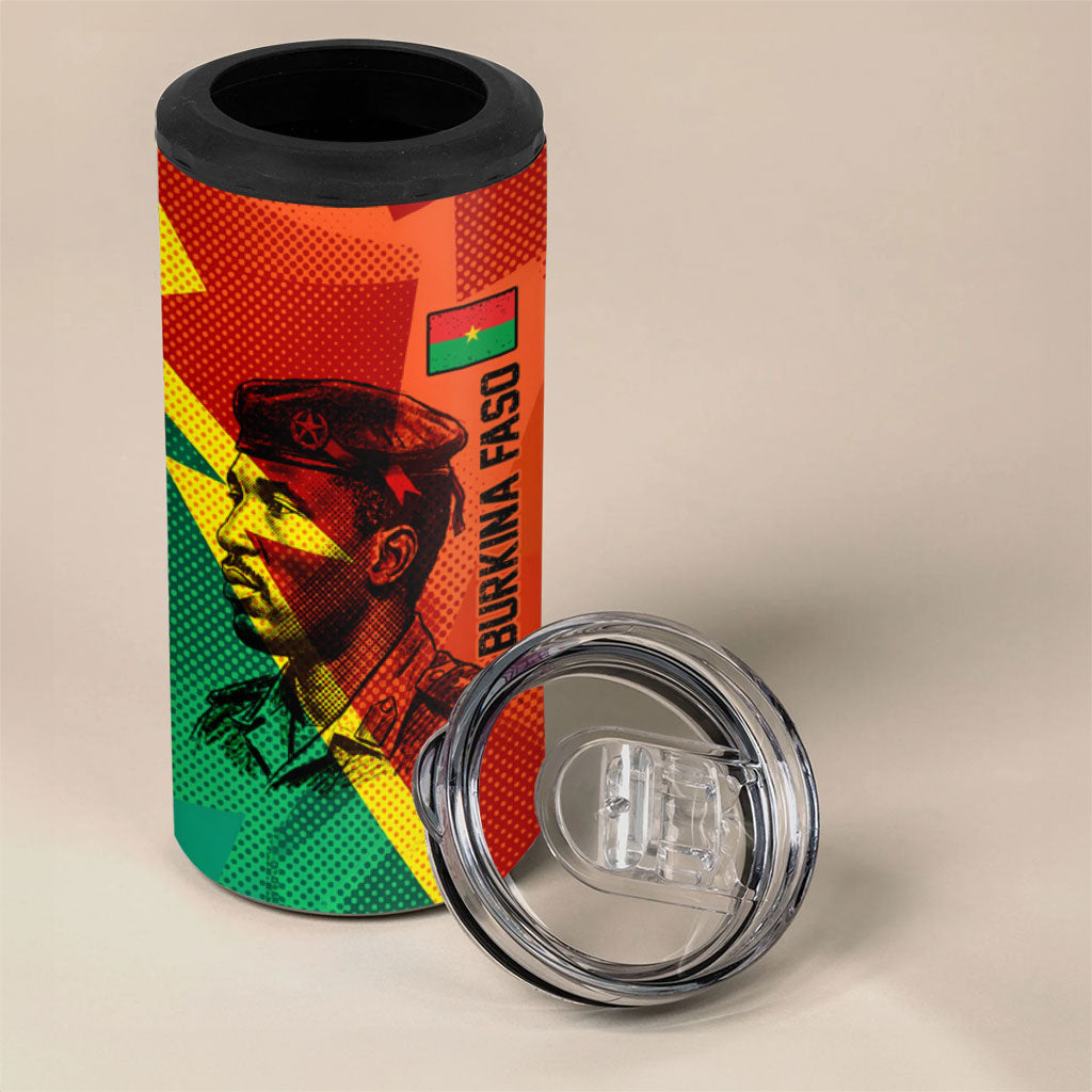 Burkina Faso Independence Day Thomas Sankara 4 in 1 Can Cooler Tumbler Revolution Heritage Broken Chains Graphic