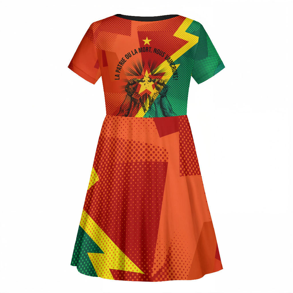 Burkina Faso Independence Day Thomas Sankara Kid Short Sleeve Dress Revolution Heritage Broken Chains Graphic