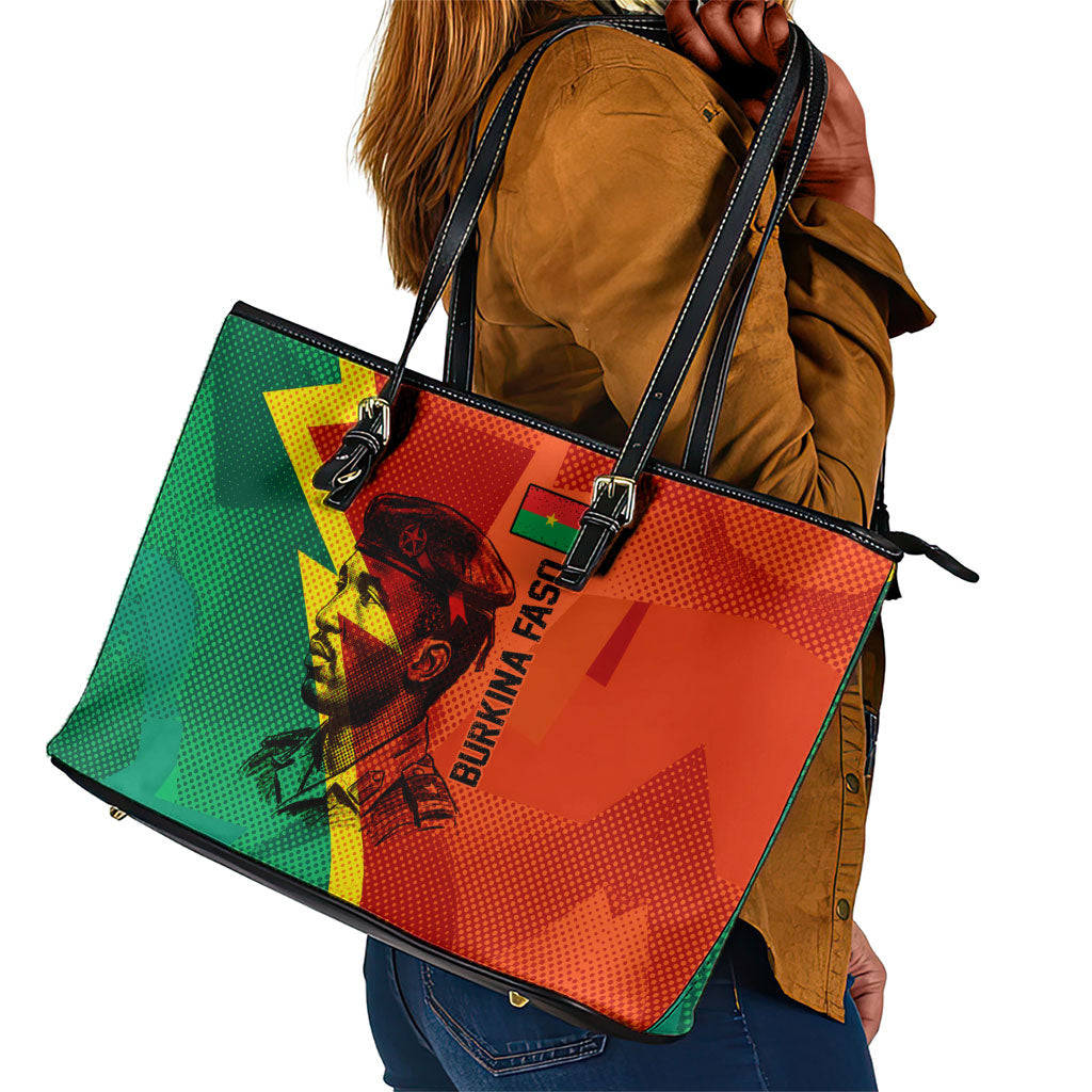 Burkina Faso Independence Day Thomas Sankara Leather Tote Bag Revolution Heritage Broken Chains Graphic