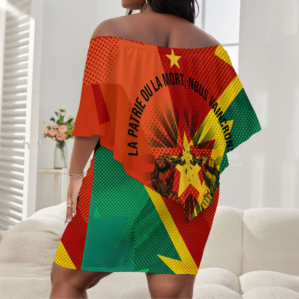 Burkina Faso Independence Day Thomas Sankara Off Shoulder Short Dress Revolution Heritage Broken Chains Graphic
