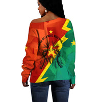 Burkina Faso Independence Day Thomas Sankara Off Shoulder Sweater Revolution Heritage Broken Chains Graphic