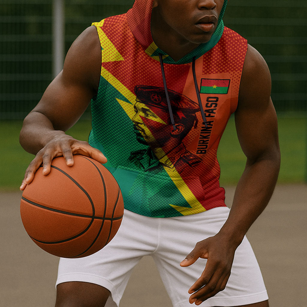 Burkina Faso Independence Day Thomas Sankara Sleeveless Hoodie Revolution Heritage Broken Chains Graphic