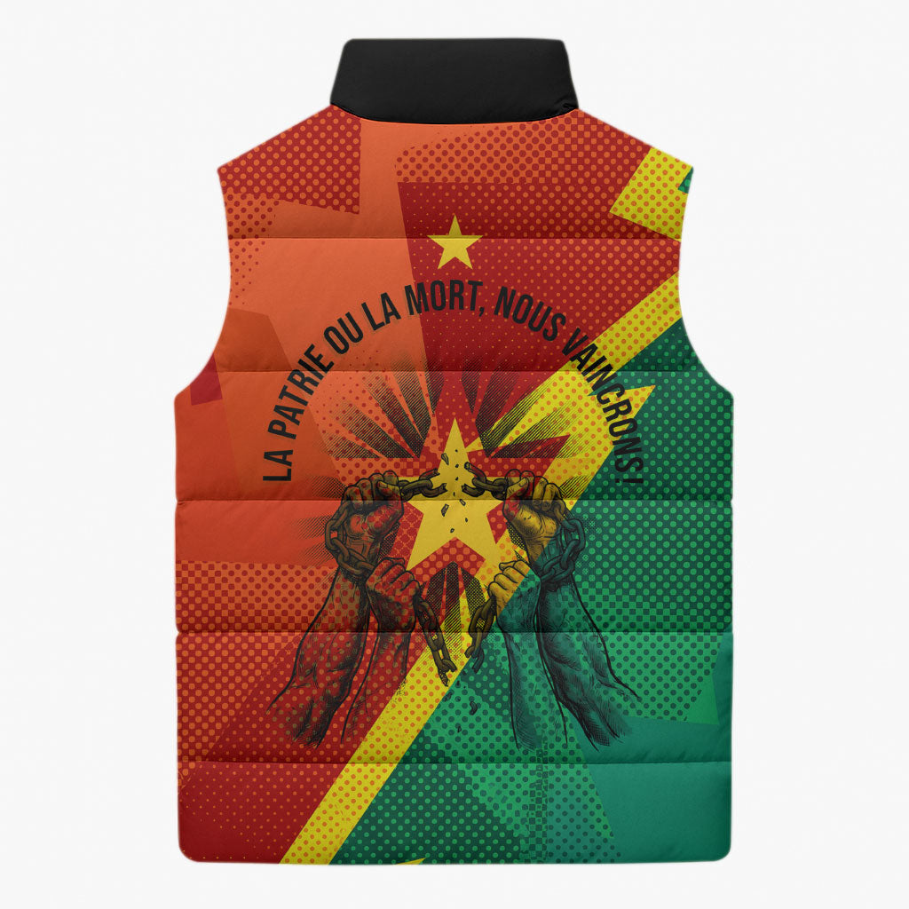 Burkina Faso Independence Day Thomas Sankara Sleeveless Puffer Jacket Revolution Heritage Broken Chains Graphic
