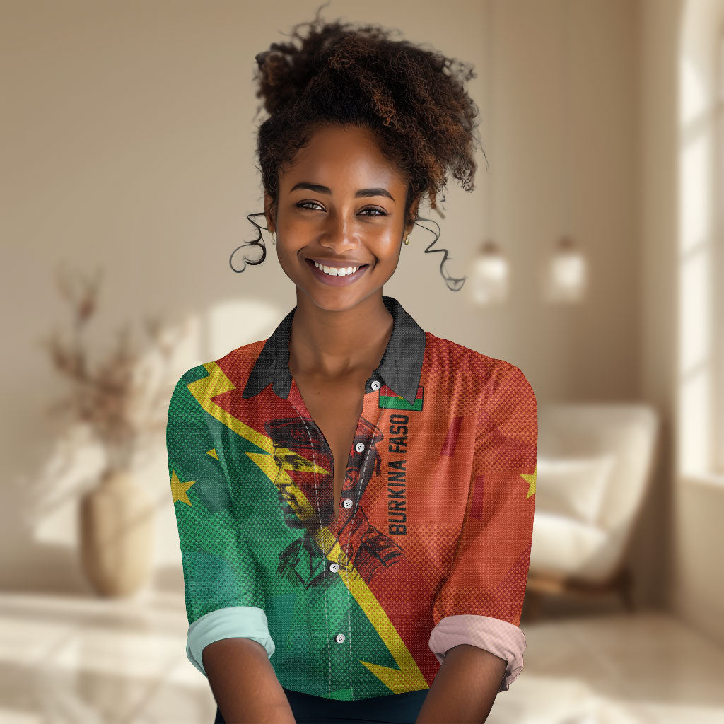 Burkina Faso Independence Day Thomas Sankara Women Casual Shirt Revolution Heritage Broken Chains Graphic