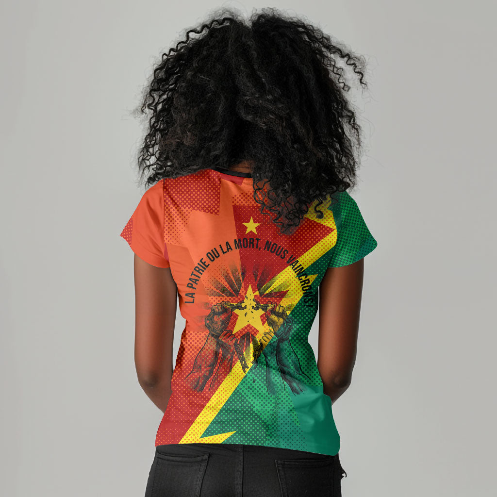 Burkina Faso Independence Day Thomas Sankara Women V-Neck T-Shirt Revolution Heritage Broken Chains Graphic