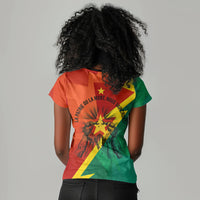 Burkina Faso Independence Day Thomas Sankara Women V-Neck T-Shirt Revolution Heritage Broken Chains Graphic