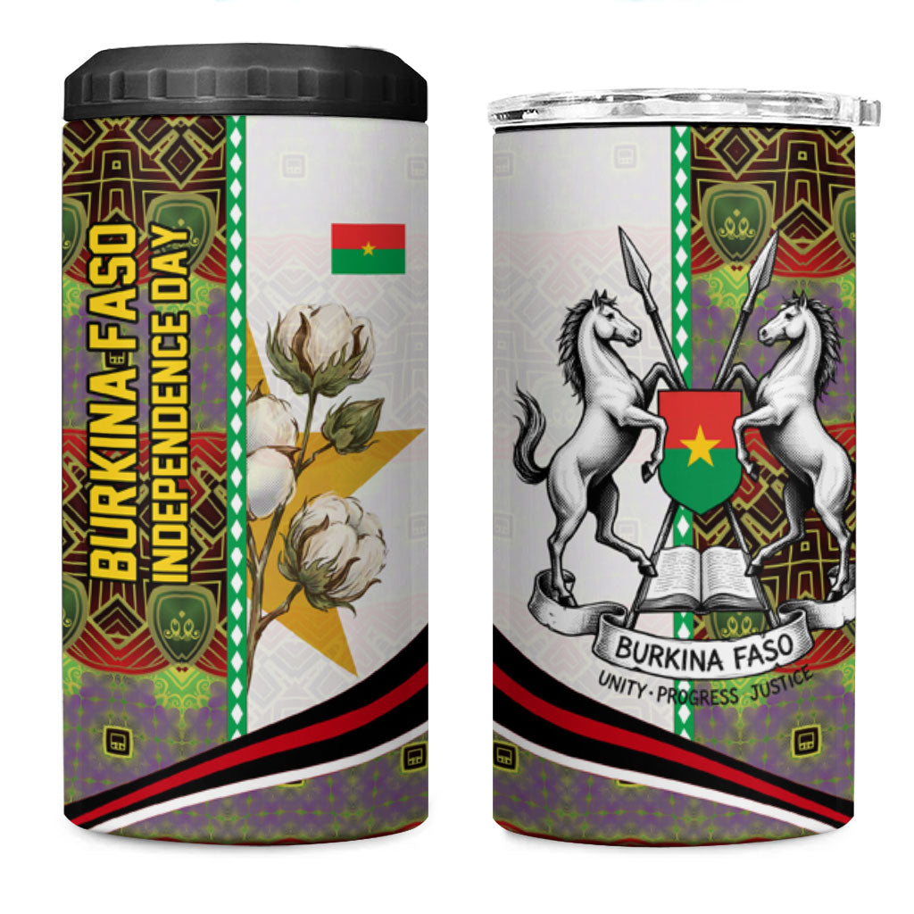 Burkina Faso Independence Day Coat Of Arms 4 in 1 Can Cooler Tumbler National Stallion Shield
