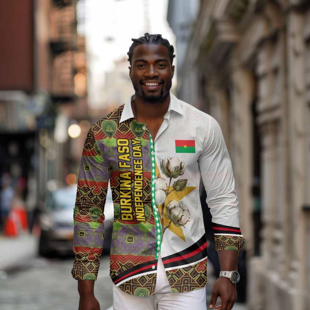Burkina Faso Independence Day Coat Of Arms Long Sleeve Button Shirt National Stallion Shield