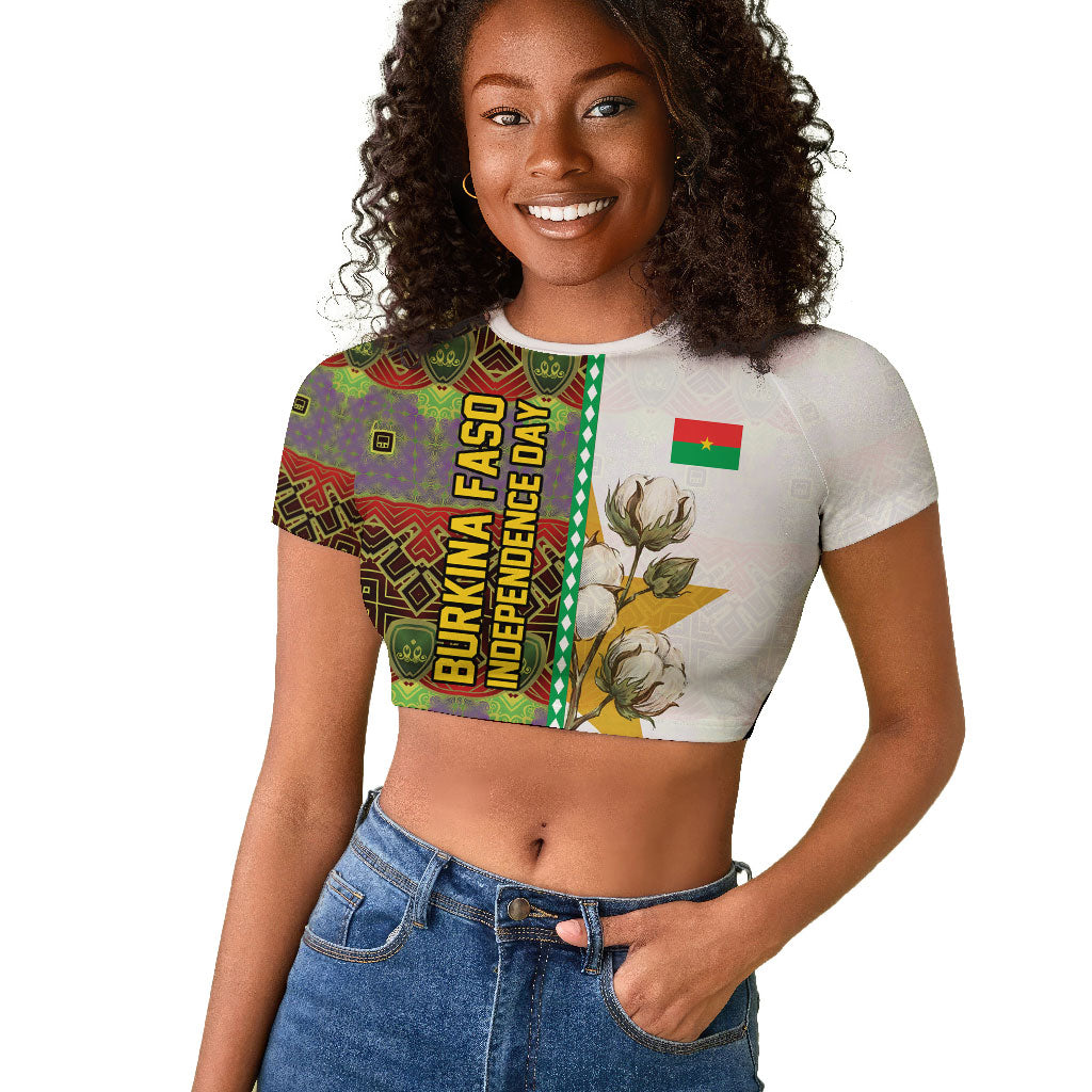Burkina Faso Independence Day Coat Of Arms Raglan Cropped T shirt National Stallion Shield