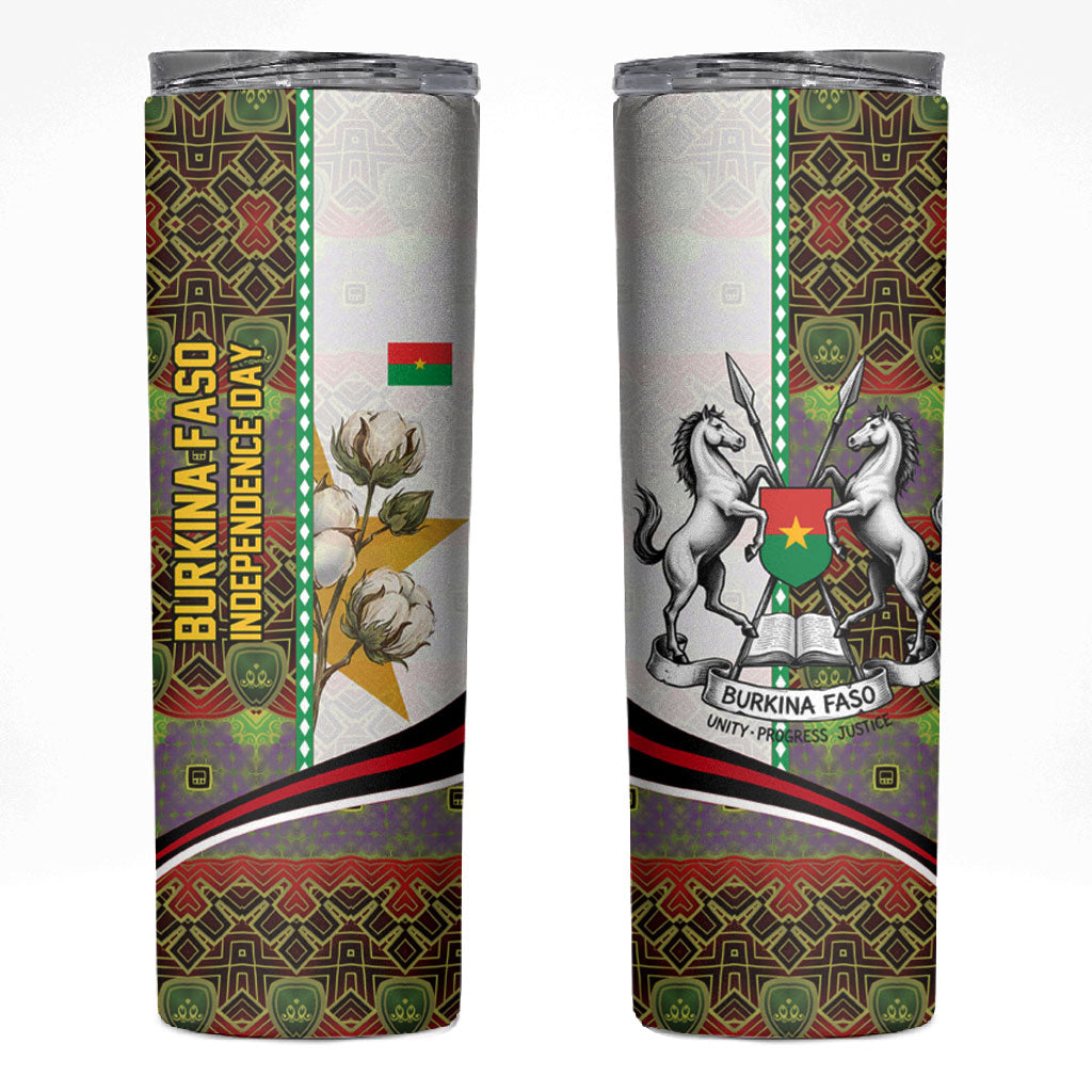 Burkina Faso Independence Day Coat Of Arms Skinny Tumbler National Stallion Shield