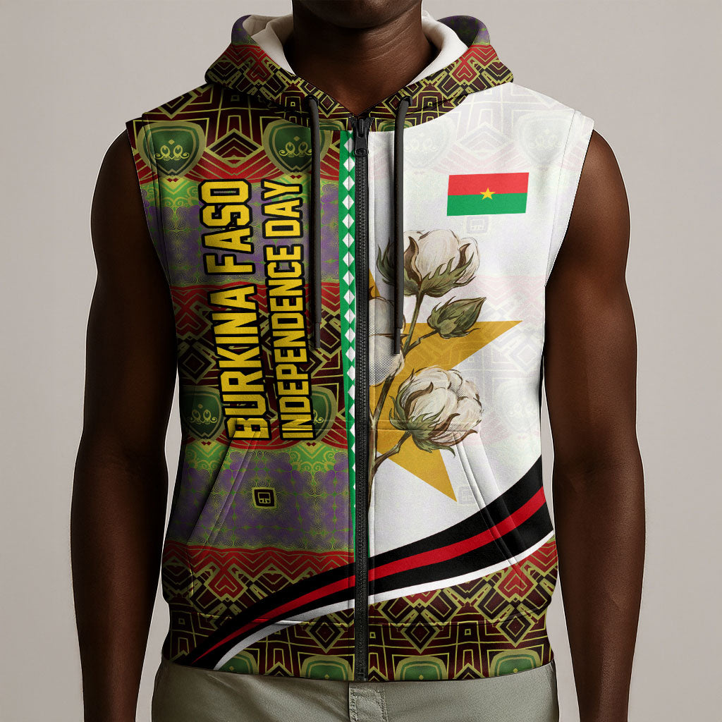 Burkina Faso Independence Day Coat Of Arms Sleeveless Zip Hoodie National Stallion Shield