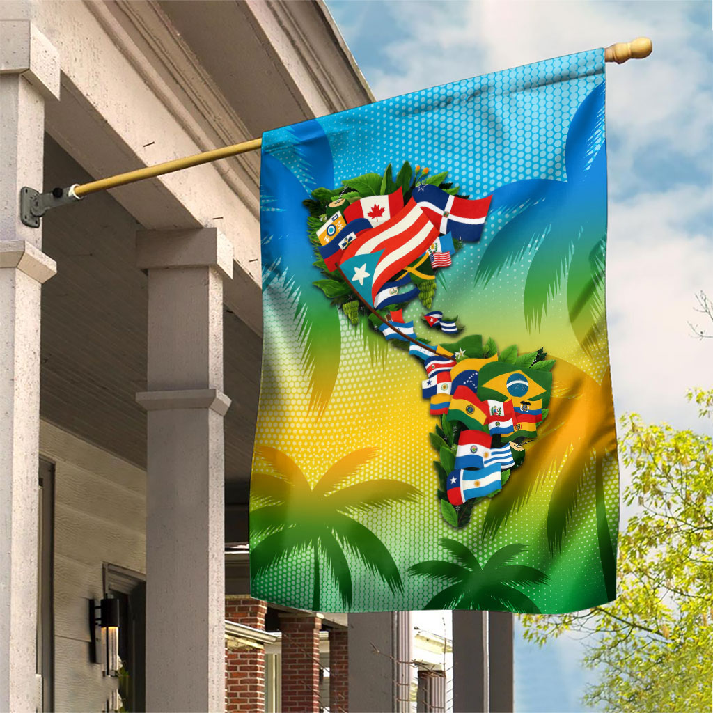 Caribbean-American Heritage Month Garden Flag Colorful Caribbean & Latin American Flag Map