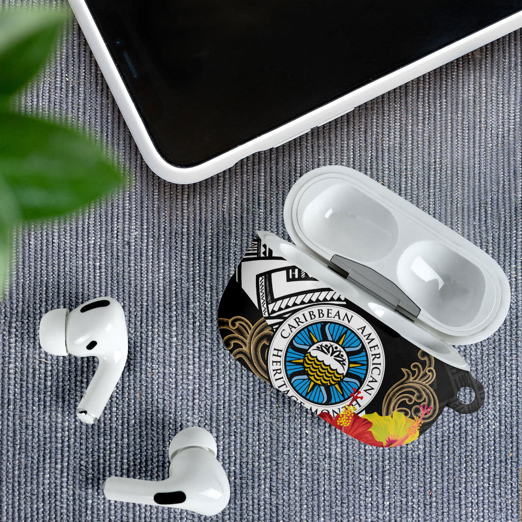 Caribbean American Heritage Month AirPods Case Tribal Pattern Tropical Hibiscus Flower