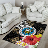Caribbean American Heritage Month Area Rug Tribal Pattern Tropical Hibiscus Flower