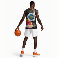 Caribbean American Heritage Month Basketball Jersey Tribal Pattern Tropical Hibiscus Flower