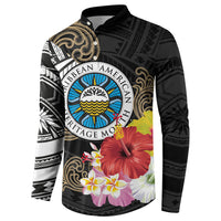 Caribbean American Heritage Month Button Sweatshirt Tribal Pattern Tropical Hibiscus Flower