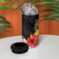 Caribbean American Heritage Month 4 in 1 Can Cooler Tumbler Tribal Pattern Tropical Hibiscus Flower