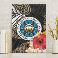 Caribbean American Heritage Month Canvas Wall Art Tribal Pattern Tropical Hibiscus Flower