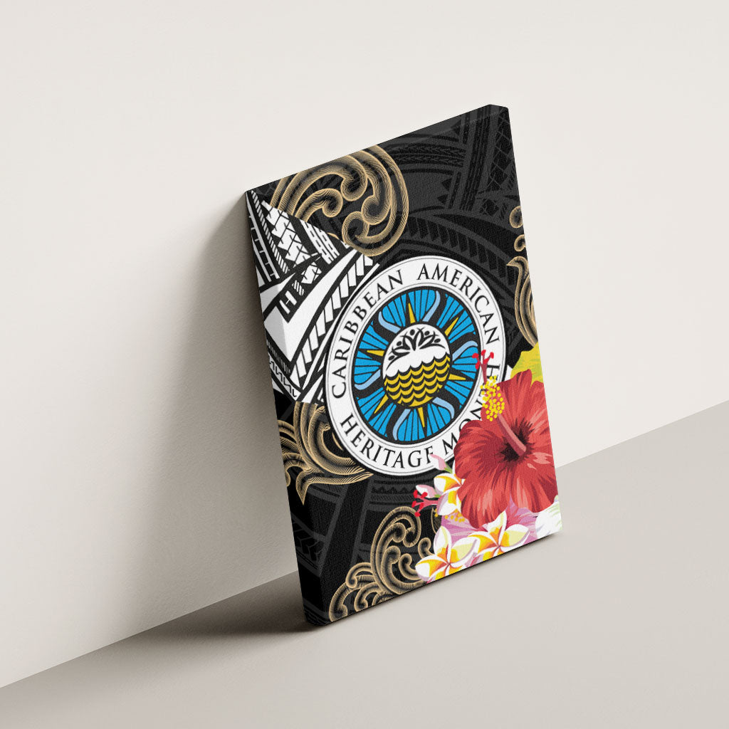 Caribbean American Heritage Month Canvas Wall Art Tribal Pattern Tropical Hibiscus Flower