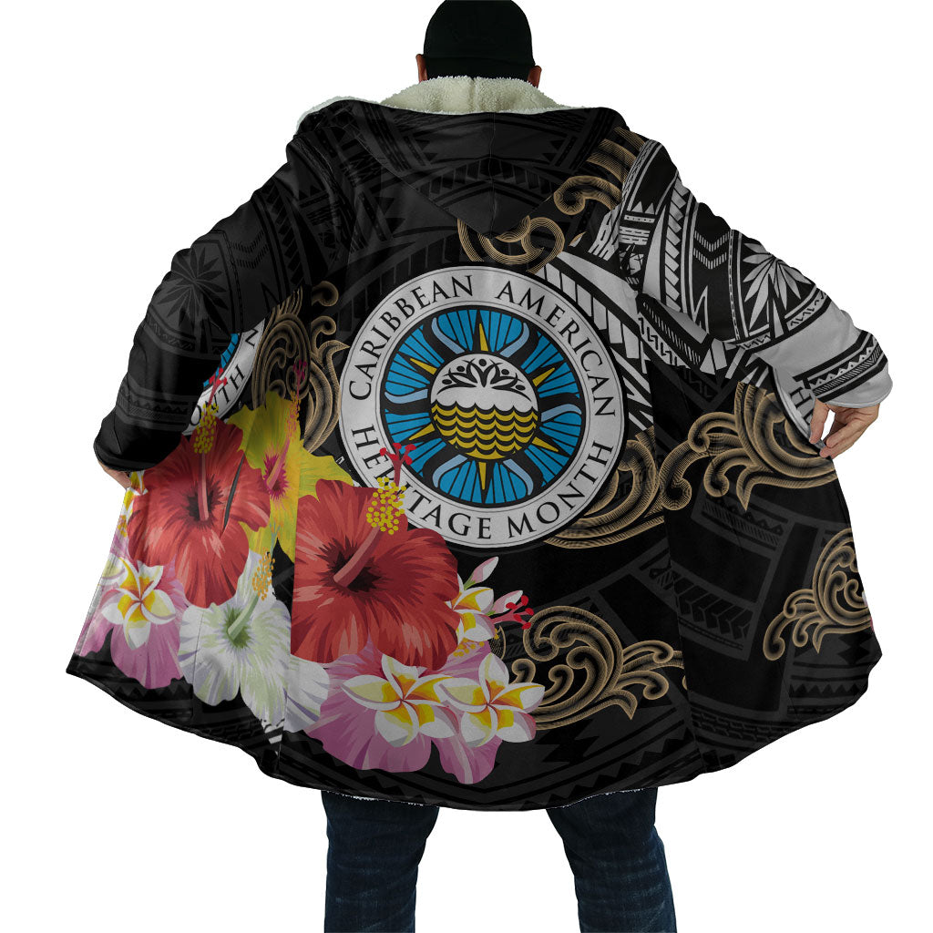 Caribbean American Heritage Month Cloak Tribal Pattern Tropical Hibiscus Flower