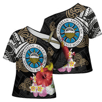 Caribbean American Heritage Month Cross Shoulder Shirt Tribal Pattern Tropical Hibiscus Flower