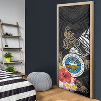 Caribbean American Heritage Month Door Cover Tribal Pattern Tropical Hibiscus Flower