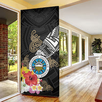Caribbean American Heritage Month Door Cover Tribal Pattern Tropical Hibiscus Flower