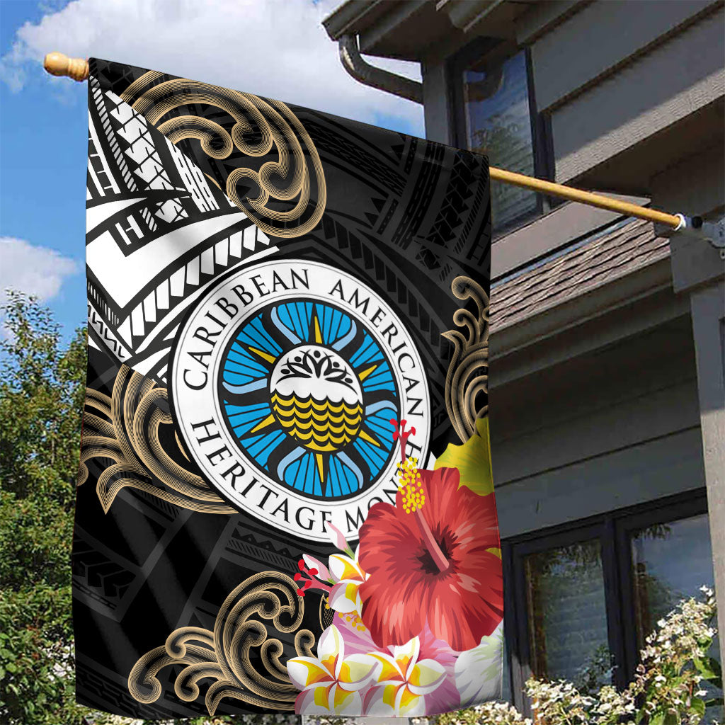 Caribbean American Heritage Month Garden Flag Tribal Pattern Tropical Hibiscus Flower