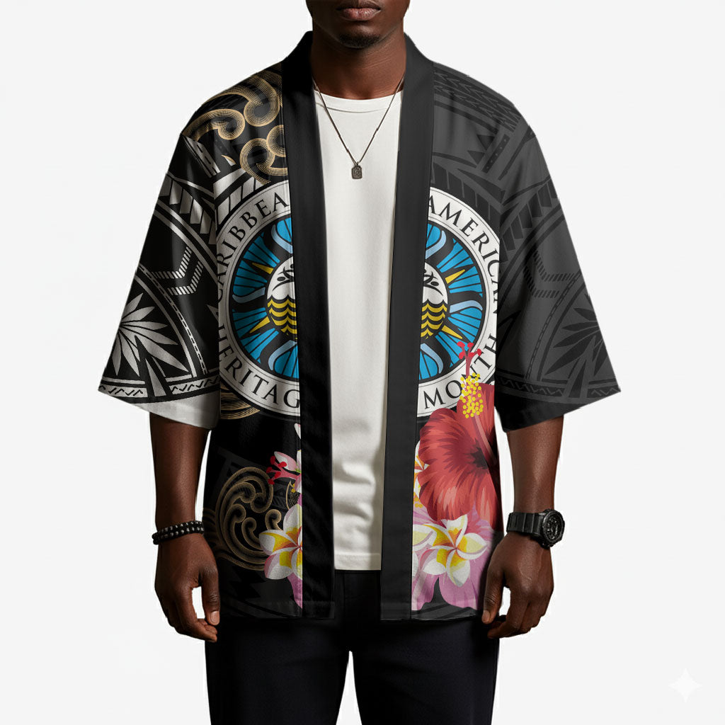 Caribbean American Heritage Month Kimono Tribal Pattern Tropical Hibiscus Flower