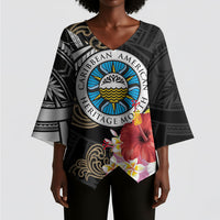Caribbean American Heritage Month Kimono Sleeve Blouse Tribal Pattern Tropical Hibiscus Flower