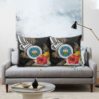 Caribbean American Heritage Month Pillow Cover Tribal Pattern Tropical Hibiscus Flower