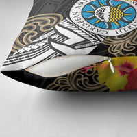 Caribbean American Heritage Month Pillow Cover Tribal Pattern Tropical Hibiscus Flower