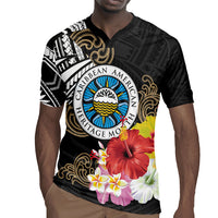Caribbean American Heritage Month Rugby Jersey Tribal Pattern Tropical Hibiscus Flower