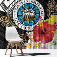 Caribbean American Heritage Month Window Curtain Tribal Pattern Tropical Hibiscus Flower