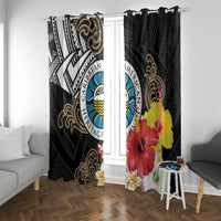Caribbean American Heritage Month Window Curtain Tribal Pattern Tropical Hibiscus Flower
