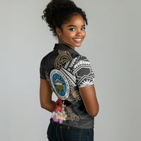 Caribbean American Heritage Month Women Polo Shirt Tribal Pattern Tropical Hibiscus Flower