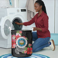 Caribbean American Heritage Month Laundry Basket Tropical Hibiscus Flower Tribal Tattoo
